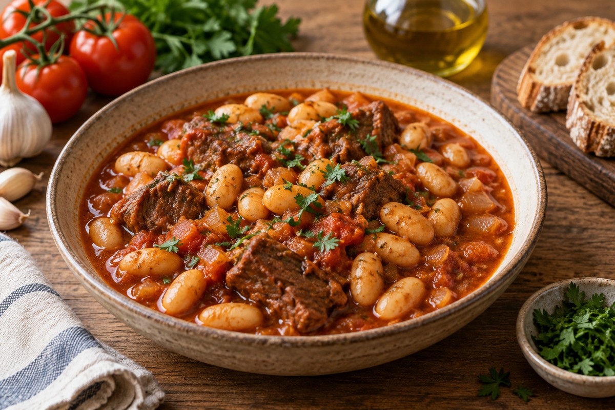 פסולייה – נזיד שעועית לבנה ובשר ברוטב עגבניות